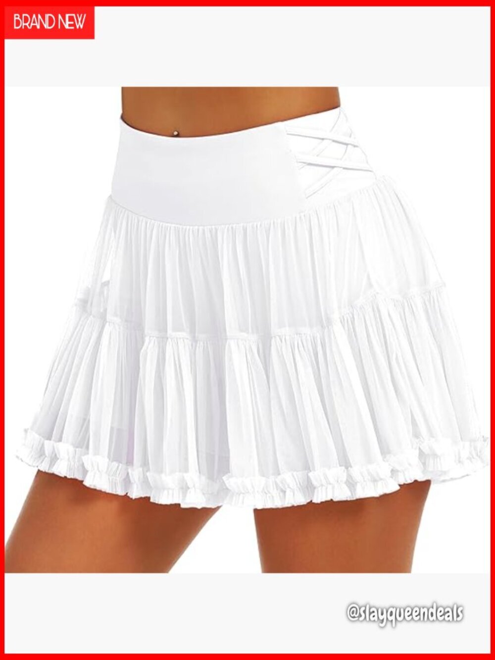 High Waist Athletic Skort with Pockets, Pleated Ruffle Mini Skirt